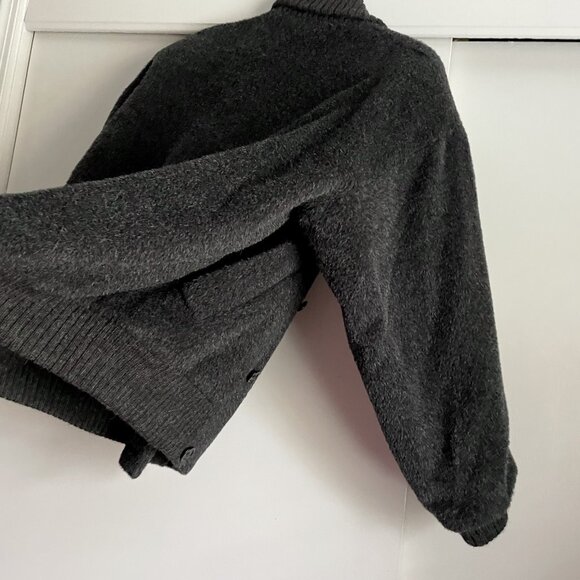 Peruvian Connection Bomber Jacket Size M Gray Alpaca Wool Vintage Button Coat - Picture 10 of 15